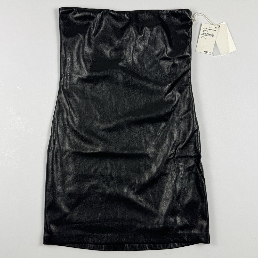 Good American Womens Better Than Leather Bodycon Tube Sexy Cocktail Mini Dress 1 - Picture 5 of 12